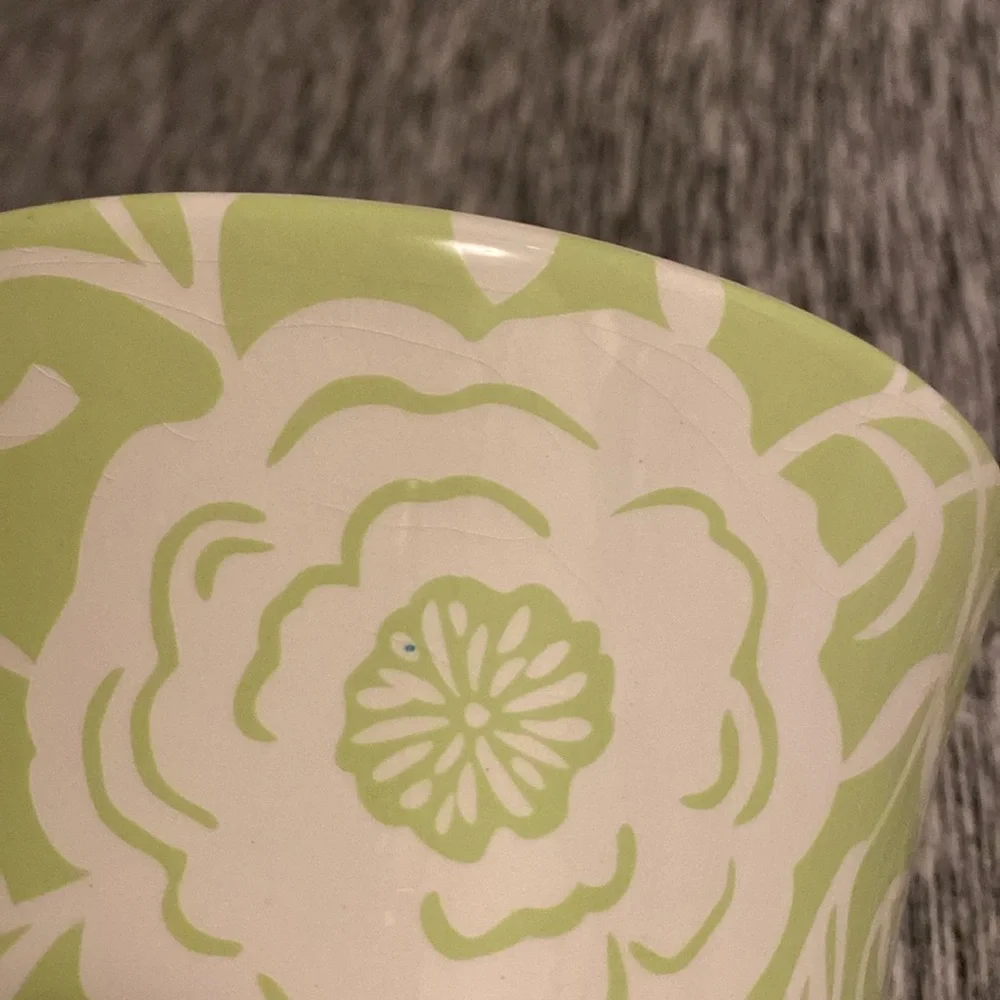 Vintage Orange and Green Floral Spring Bath and Body Works Vase Planter Pot